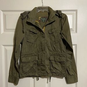 Eddie Bauer Women Olive Green Hooded Jacket Size XS